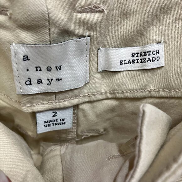 A New Day Women's 2/R Tan High-Rise Straight Stretch Ankle Chino Pants - Picture 4 of 12